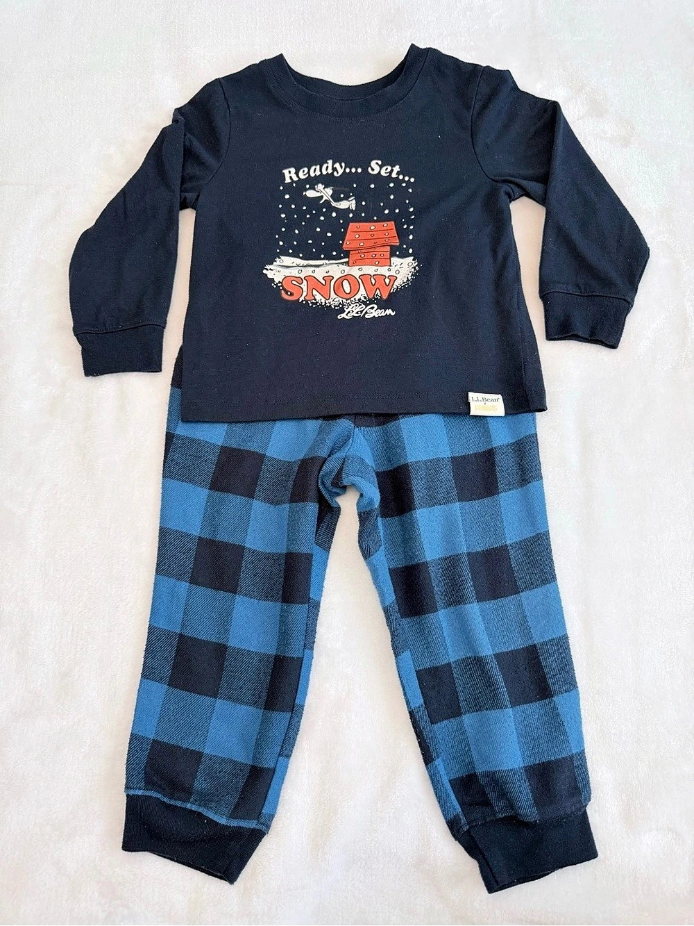 L.L.Bean Peanuts ‘Ready Set Snow’ Pajama Set Boys 3T